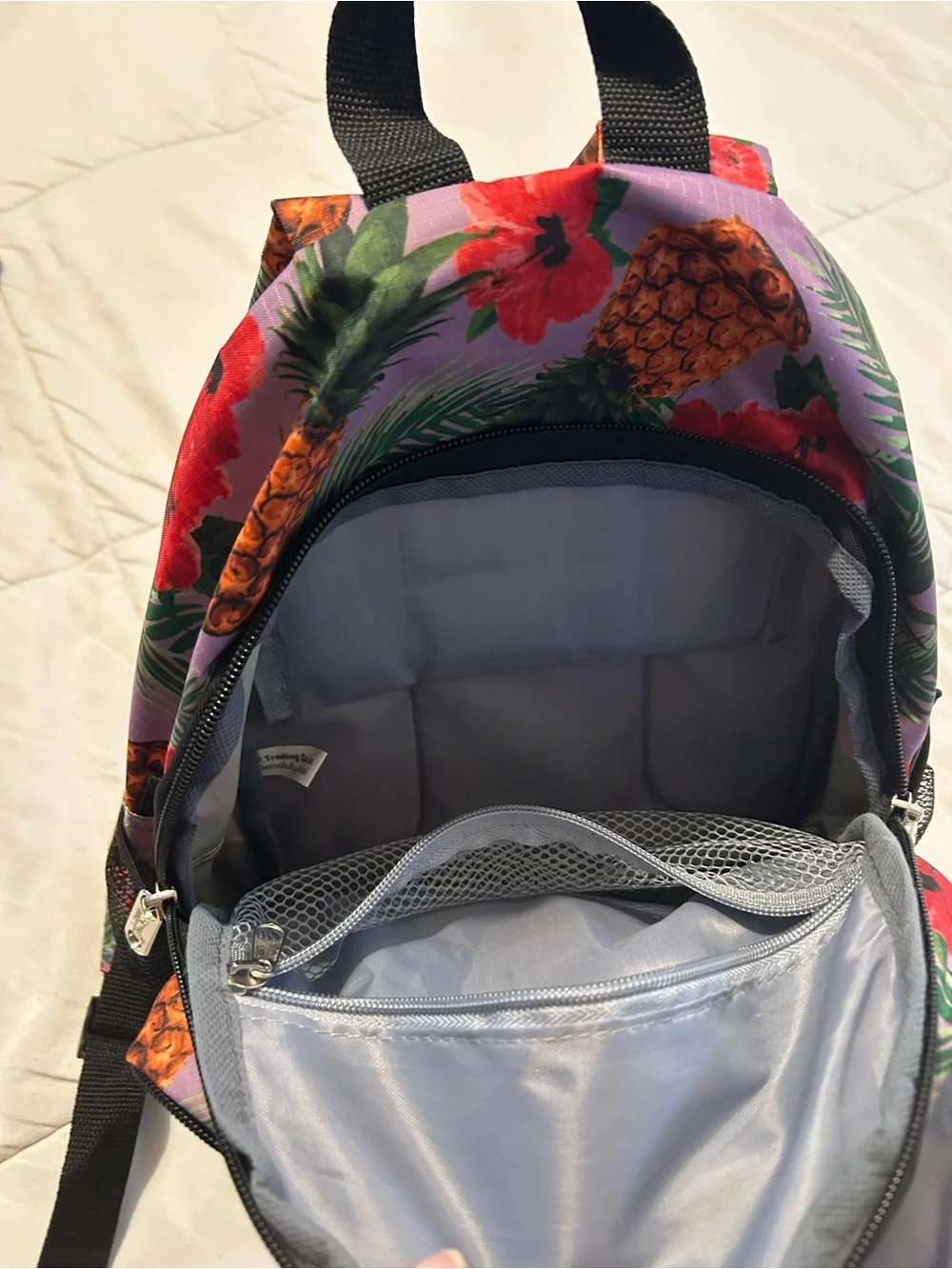 Hawaiian Pineapple Print Mini Backpack - Purple - Picture 7 of 9